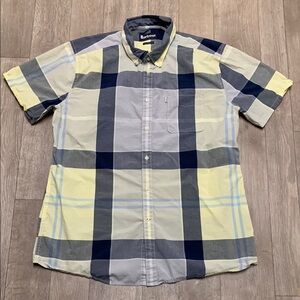 Mens Barbour Plaid Button Down Casual Short‎ Sleeve Shirt
